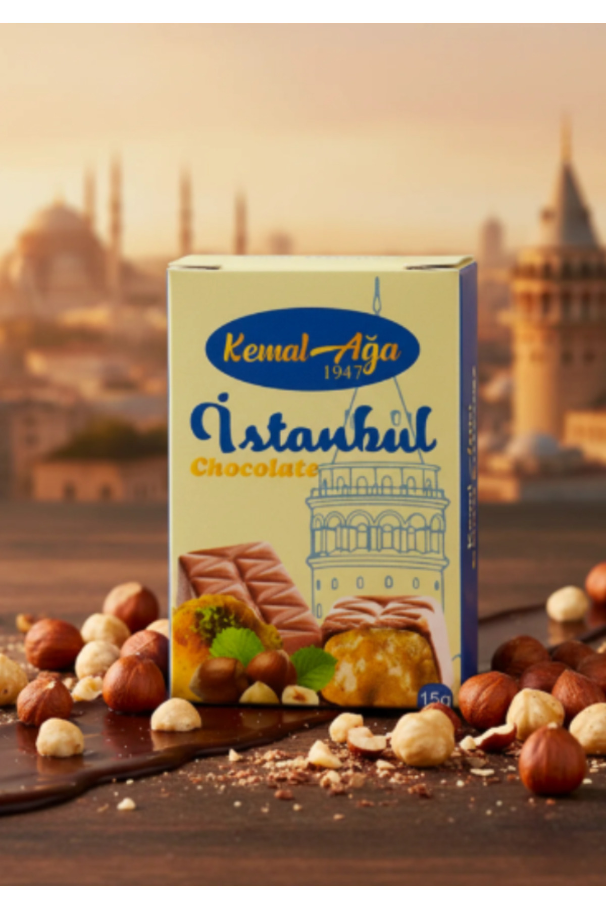 Sütlü Fındık Ezmeli Kadayıf Dolgulu İstanbul Çikolatası 15gr 50 Adet